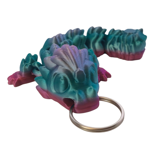 Baby Dragon Flexi Keychain (Green / Purple)