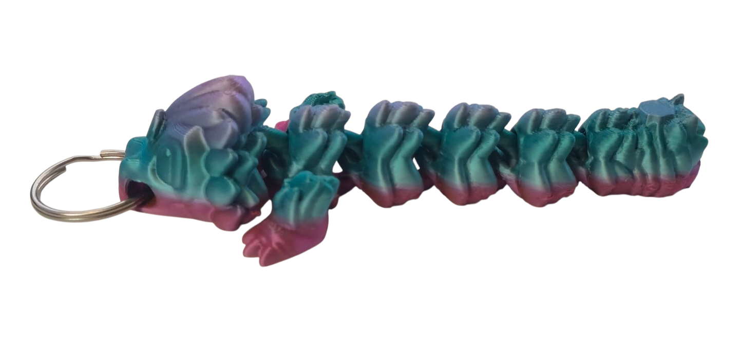 Baby Dragon Flexi Keychain (Green / Purple)